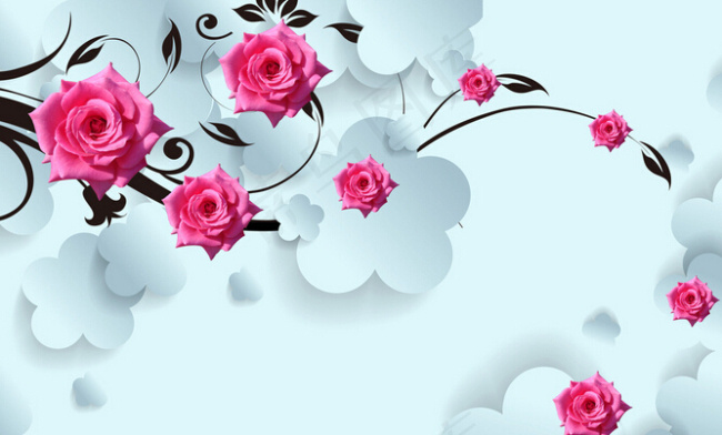 3D花卉背景图(9071X5669(DPI:72))psd模版下载