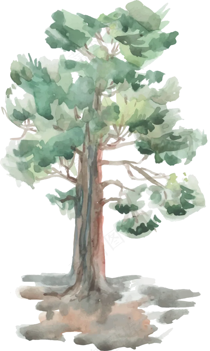 创意卡通抽象手绘彩绘树木小树PNG...(1133X1896)