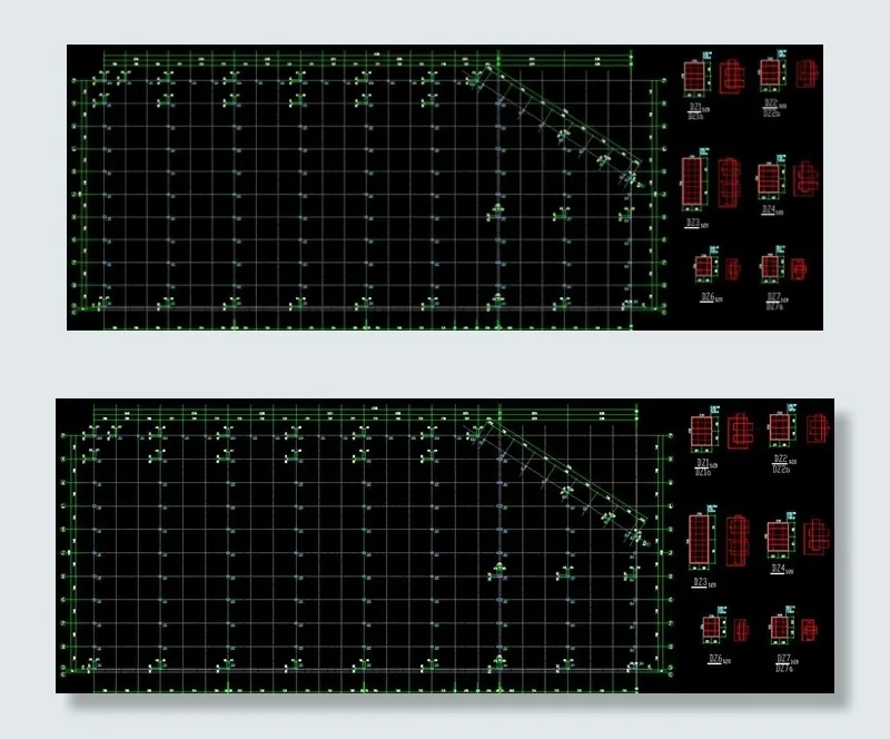 钢结构厂房基础短柱平面