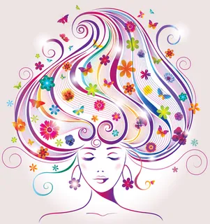 创意花艺头发女人矢量02