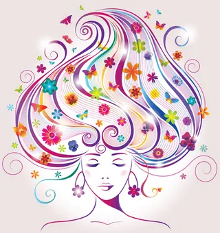 创意花艺头发女人矢量02