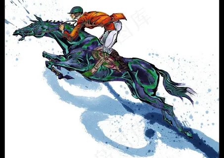 手绘人物马术运动员图片 手绘人物马术运动员图片