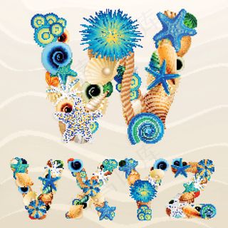 贝壳英文字母矢量素材