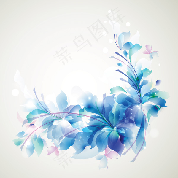 梦幻蓝色花卉背景