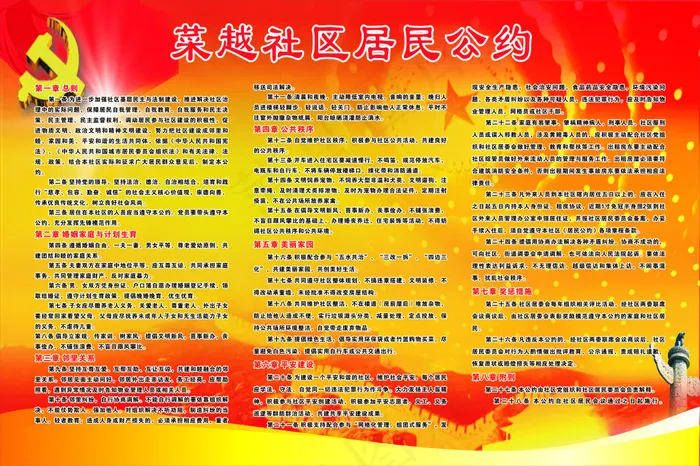 居民公约展板cdr矢量模版下载