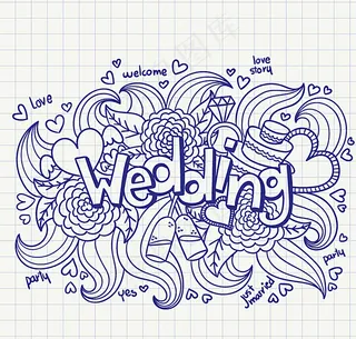 手绘花卉婚礼贺卡图片