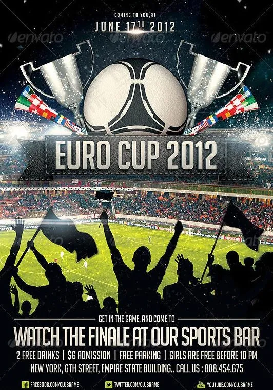 2012 欧洲杯 足球赛海报图片(1275X1875(DPI:300))psd模版下载