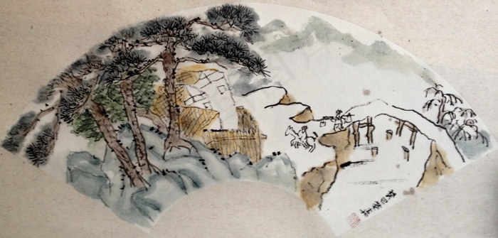 张芥嘉雪后山水图图片