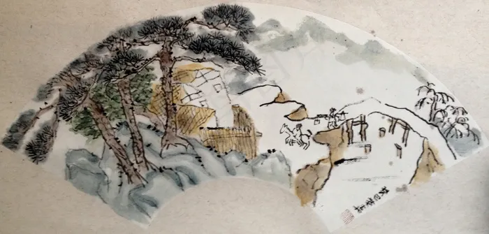 张芥嘉雪后山水图图片