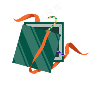 圣诞礼物包装盒绿色彩带