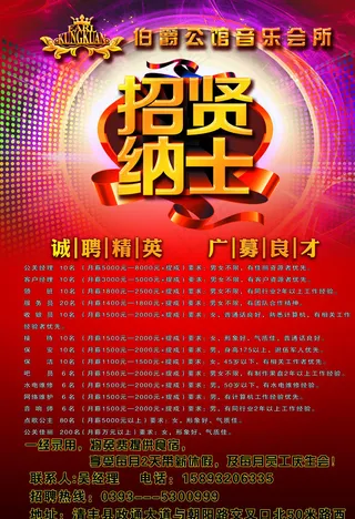 音乐会所招聘展架图片