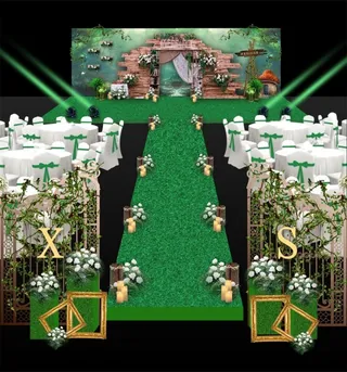森系婚礼效果图 森系舞台 森系绿色背景