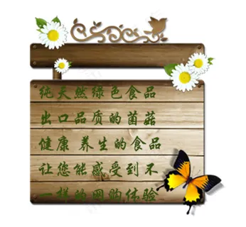 纯天然设计绿色食品木牌设计海报蝴蝶