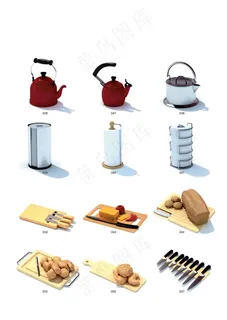 厨房水壶刀具菜板蔬菜模型