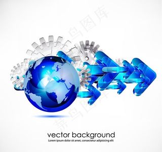 动感齿轮箭头 商务科技背景图片