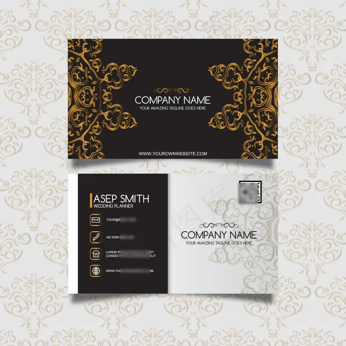 花纹名片eps,ai矢量模版下载