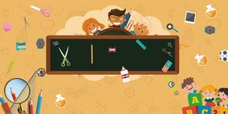 校园黑板卡通幼儿园招生背景素材