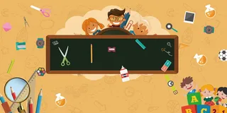 校园黑板卡通幼儿园招生背景素材