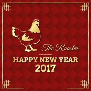 新年红色抽象金公鸡背景