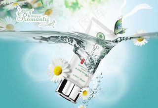 清新动感化妆品广告PSD素材模板下...