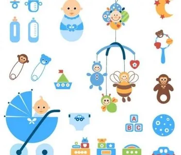 可爱的婴儿玩具向量