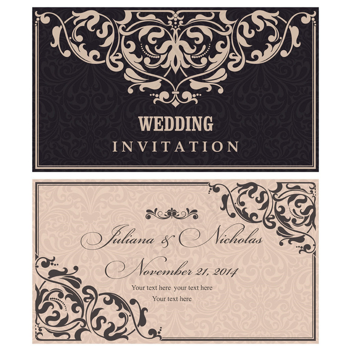 婚礼邀请卡设计素材图片