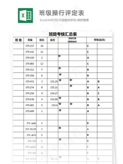 班级考核汇总表 班级考核汇总表