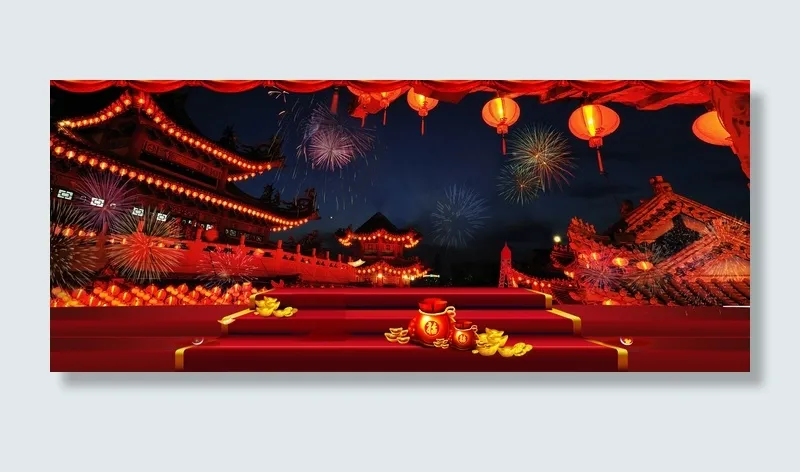 红色喜庆新年猪年海报详情钻展背景P...