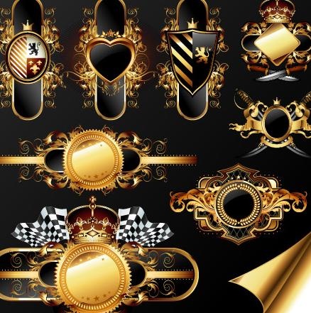欧式复古金属标签矢量素材三