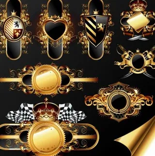 欧式复古金属标签矢量素材三