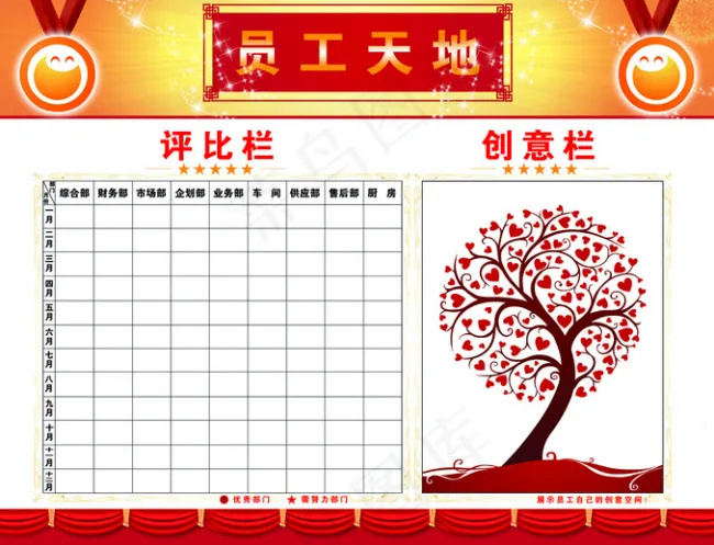 员工天地展板宣传栏psd模版下载