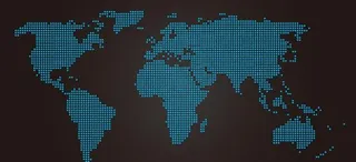 蓝色LED的世界地图矢量