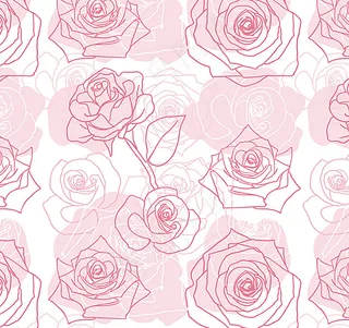 手绘玫瑰无缝背景矢量素材图片