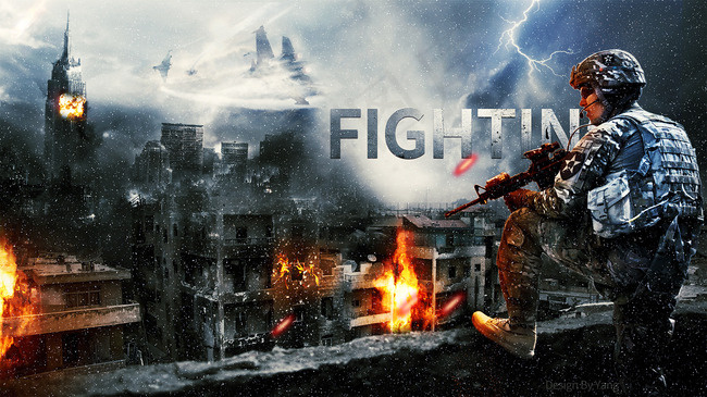 战争场景合成海报练习