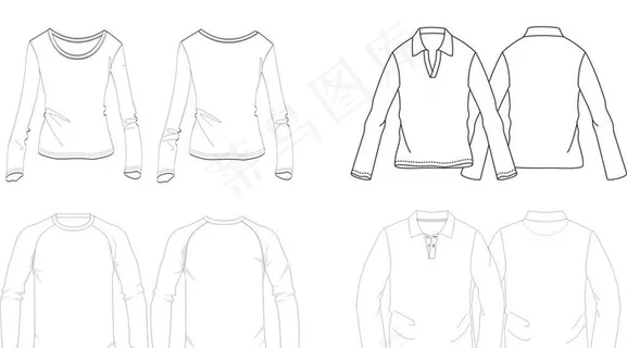 男女长袖T恤模板