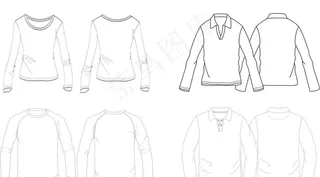 男女长袖T恤模板