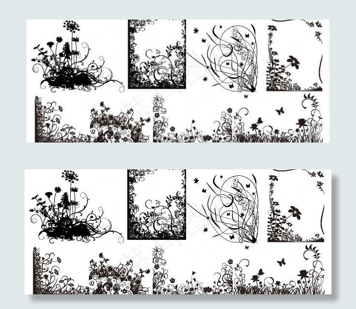 8植物装饰图案的轮廓