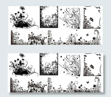 8植物装饰图案的轮廓