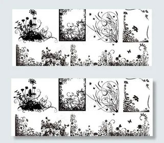 8植物装饰图案的轮廓