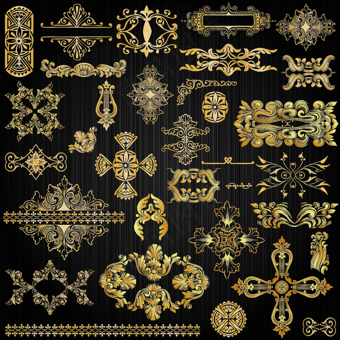 华丽纹样金色花纹矢量素材