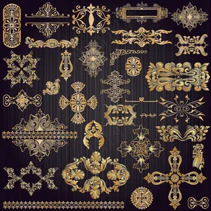 华丽纹样金色花纹矢量素材