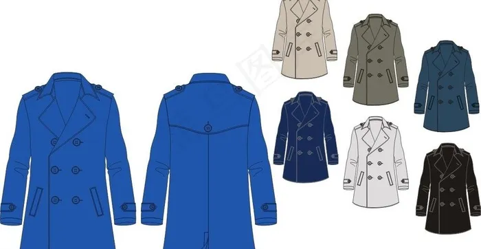 男式风衣cdr矢量模版下载