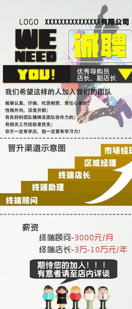 招聘牌X展架图片(2268X5102(DPI:72))psd模版下载