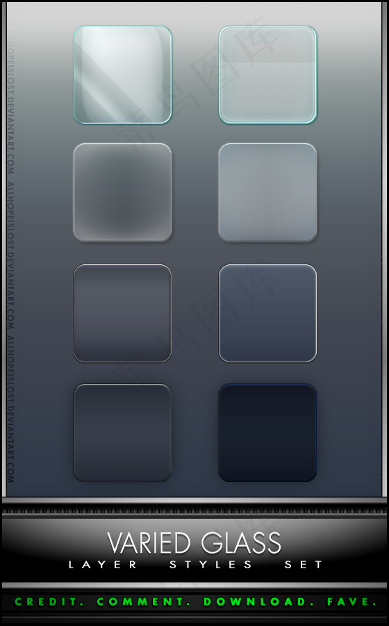 优雅的玻璃效果PS样式合集