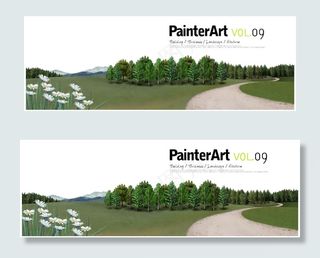 创意绿色海报山水素材背景