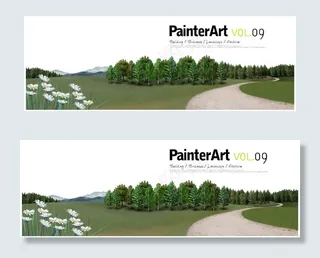 创意绿色海报山水素材背景