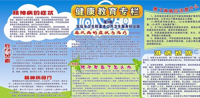 健康教育宣传栏图片cdr矢量模版下载