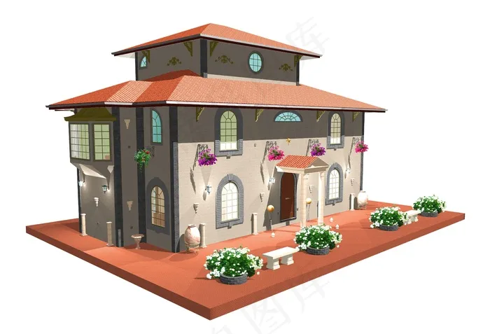 3D花园洋房模型