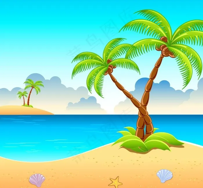 夏日沙滩海滩风景图片