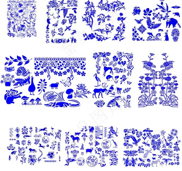 高清晰青花瓷图案(11500X11500(DPI:72))psd模版下载
